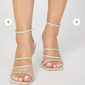 Fashion Nova Silver Strappy Heels